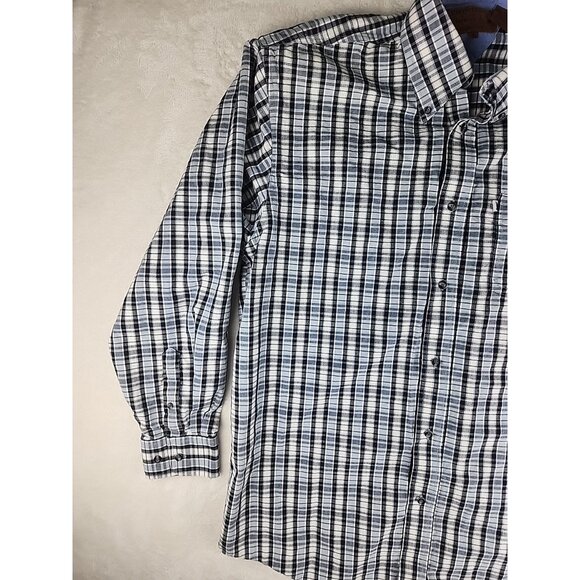 Coyote Mood Shirt Mens Large White/Blue Square Plaid Long Sleeve Snap Western - Picture 2 of 13
